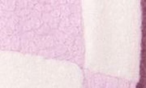 English Factory Women's Shearling Check Cardigan In Lilac/cream