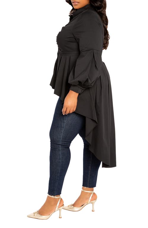 Buxom Couture High/low Peplum Shirt In Black