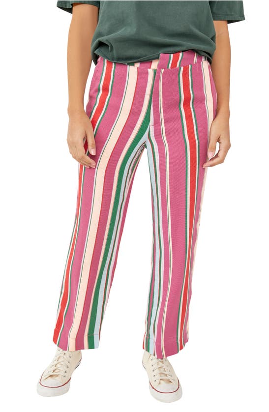 FREE PEOPLE LA PAZ STRIPE COTTON BLEND ANKLE PANTS