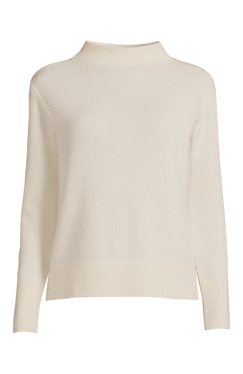 Shop Lands' End Cashmere Funnel Neck Sweater In Fresh Ivory