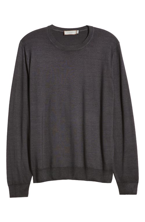 Shop Canali Wool & Silk Crewneck Sweater In Charcoal