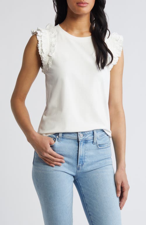 Wit & Wisdom Ruffle Sleeve Top In White