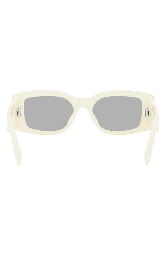 Shop Celine Triomphe 53mm Rectangular Sunglasses In Ivory / Smoke