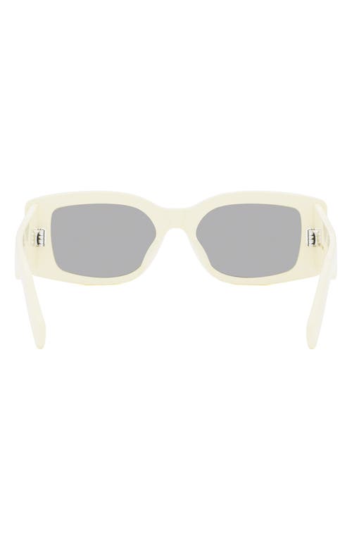 Shop Celine Triomphe 53mm Rectangular Sunglasses In Ivory/smoke