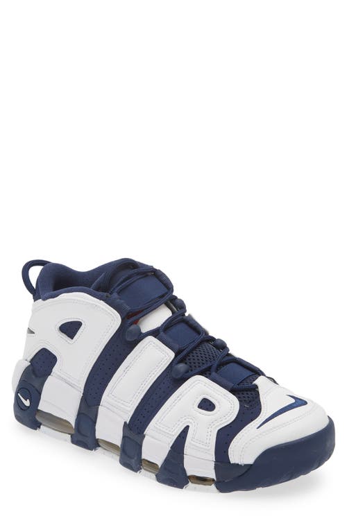 Shop Nike Air More Uptempo '96 Sneaker In White/midnight Navy/gold