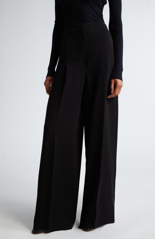 Max Mara Lino Wide Leg Trousers Black at Nordstrom,