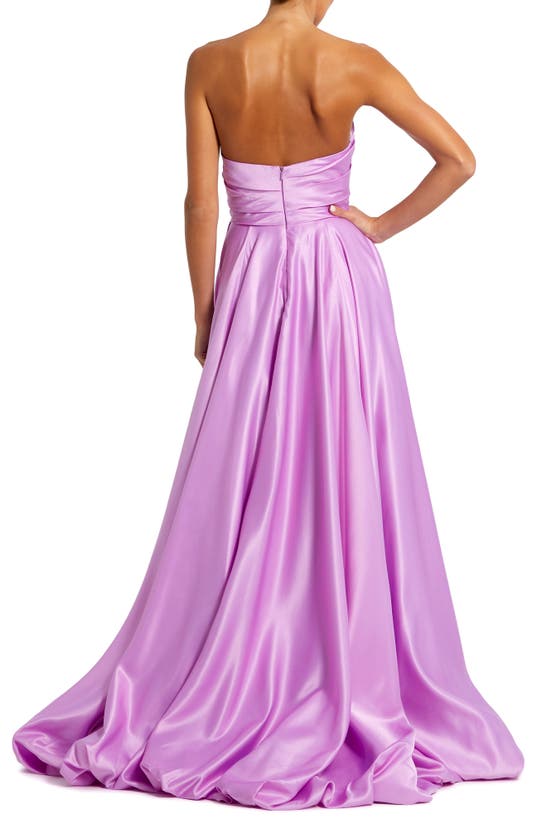 Shop Mac Duggal Strapless Asymmetric A-line Gown In Orchid