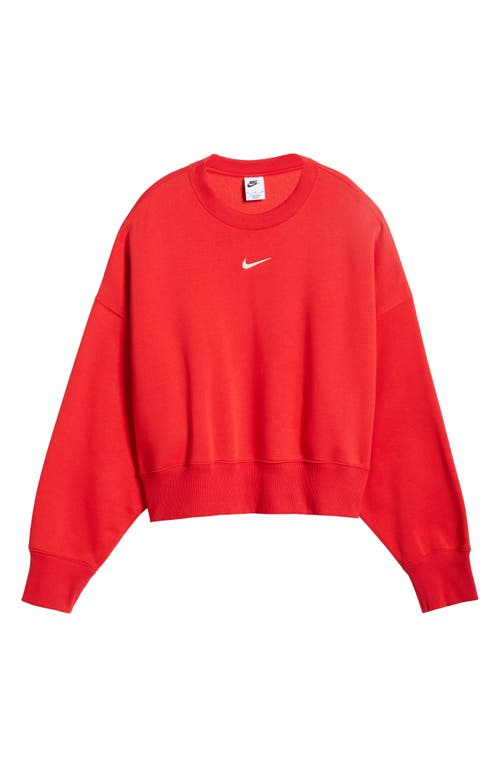 Shop Nike Phoenix Fleece Crewneck Sweatshirt In University Red/sail