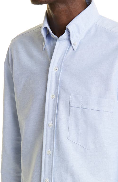 Shop Drake's Oxford Cotton Button-down Shirt In 200 Ice Blue