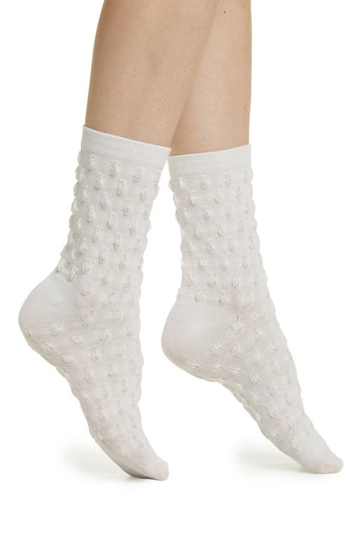 Dot Texture Crew Socks in White