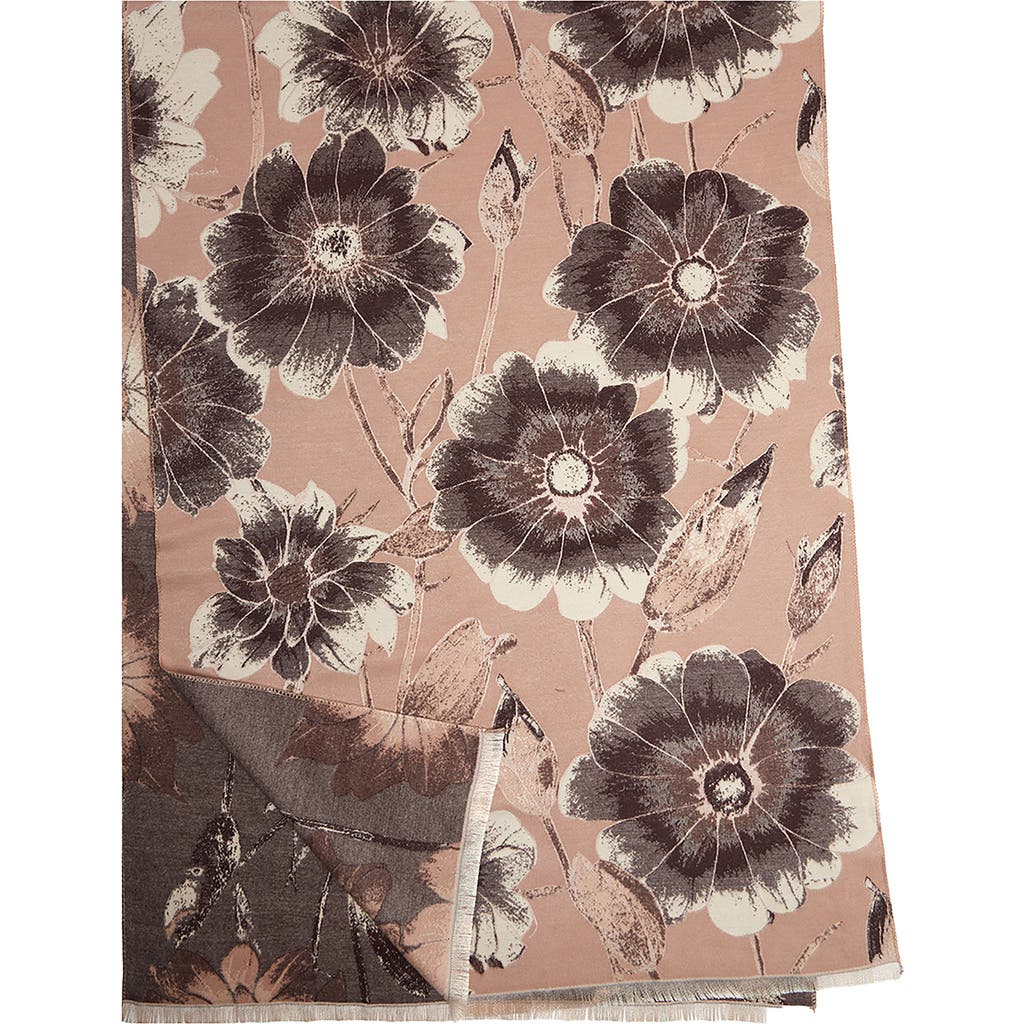 Saachi Floral Reversible Scarf In Brown