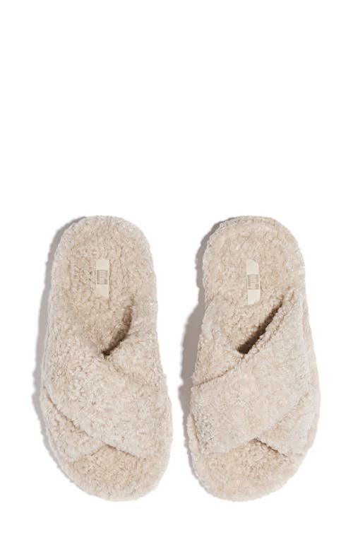 Shop Fitflop Iqushion High Pile Fleece Slipper In Milk Ice