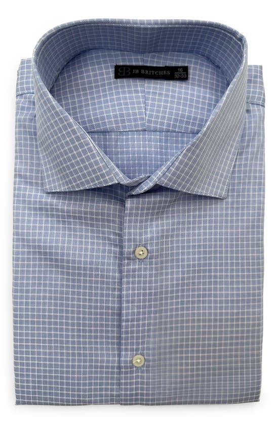 Shop Jb Britches Micro Check Woven Dress Shirt In Sky