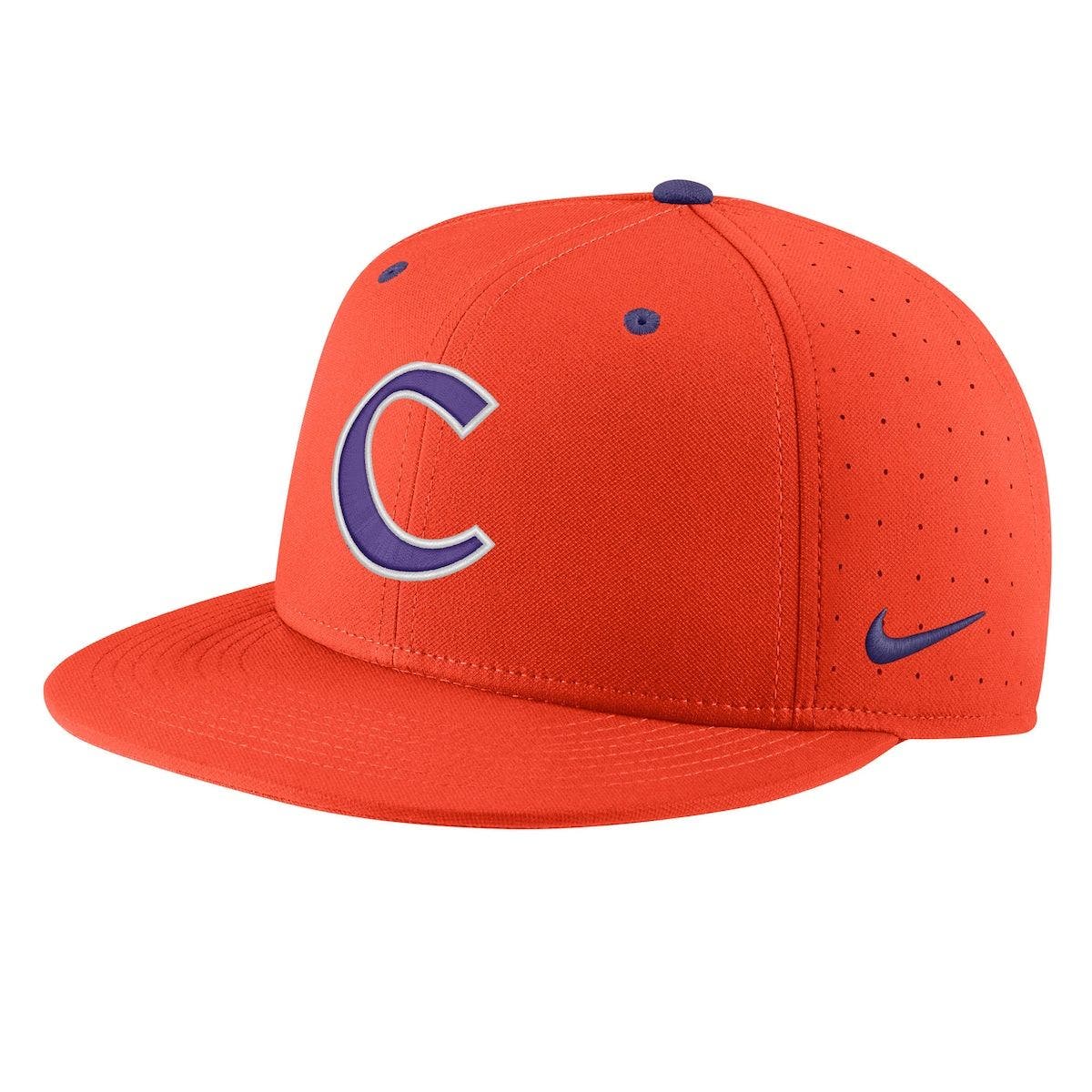 Men's Nike White Clemson Tigers Aero True Baseball Performance Fitted Hat