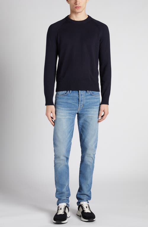 Shop Tom Ford Cotton & Cashmere Crewneck Sweater In Hb745 Midnight Blue