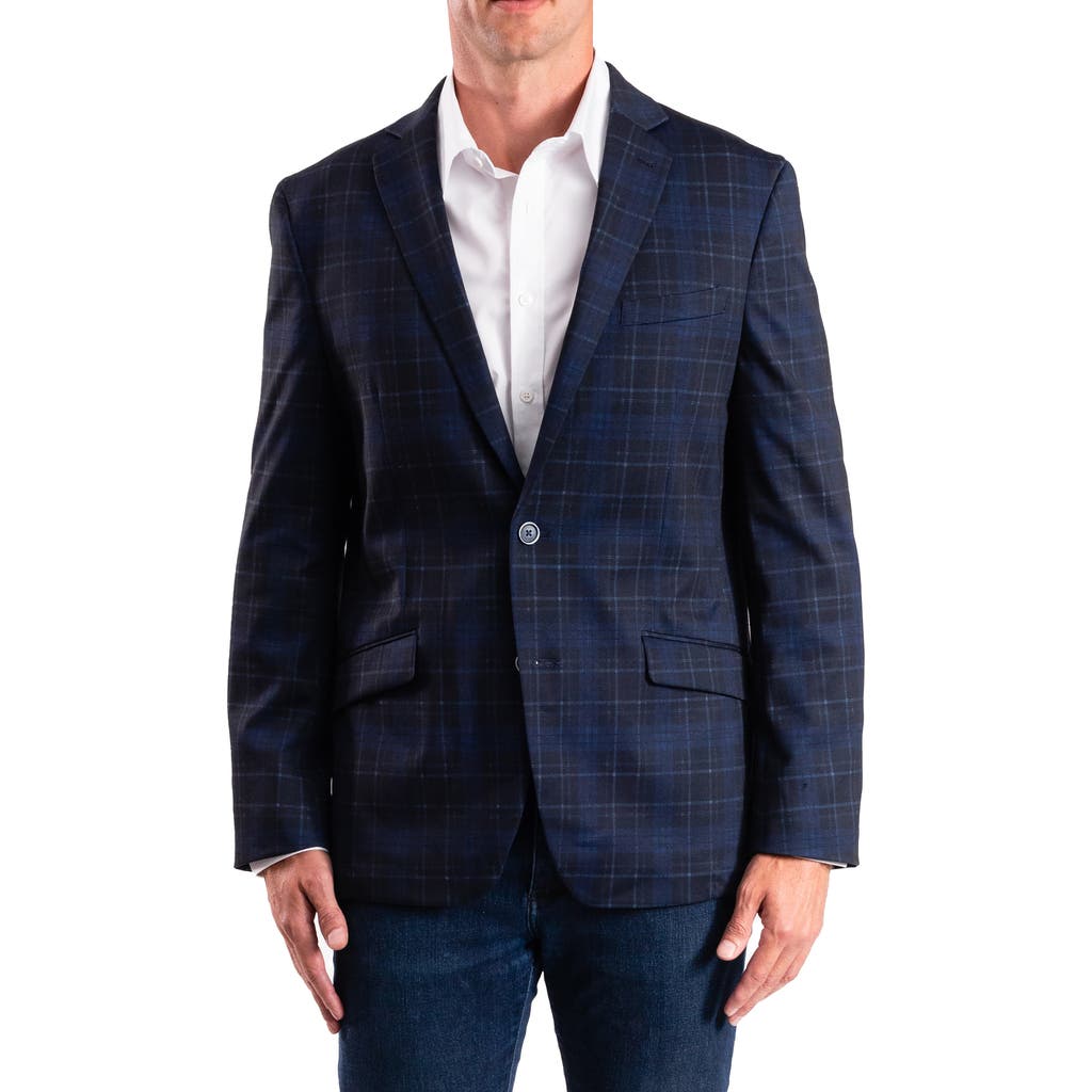 Savile Row Co Navy Plaid Knit Sport Coat