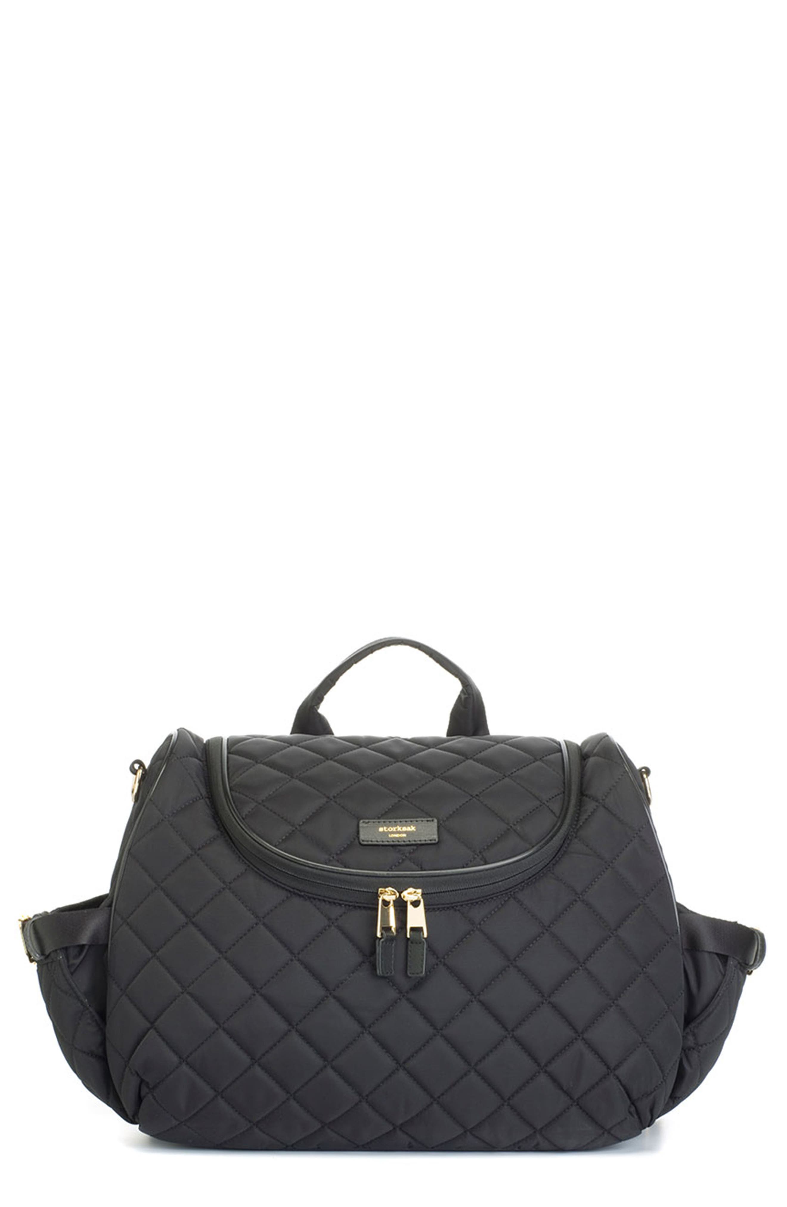 black quilted diaper bag