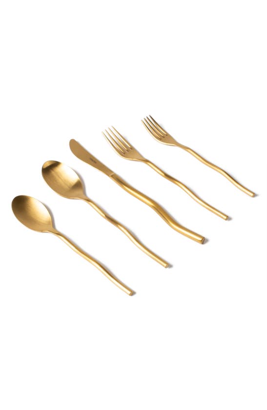 Misette Squiggle 5-piece Flatware Set In Matte Gold