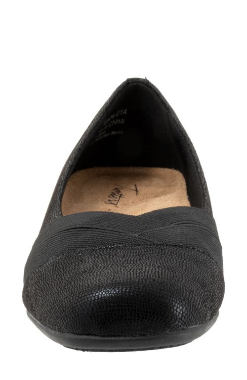 Shop Trotters Stella Flat In Black Lizard