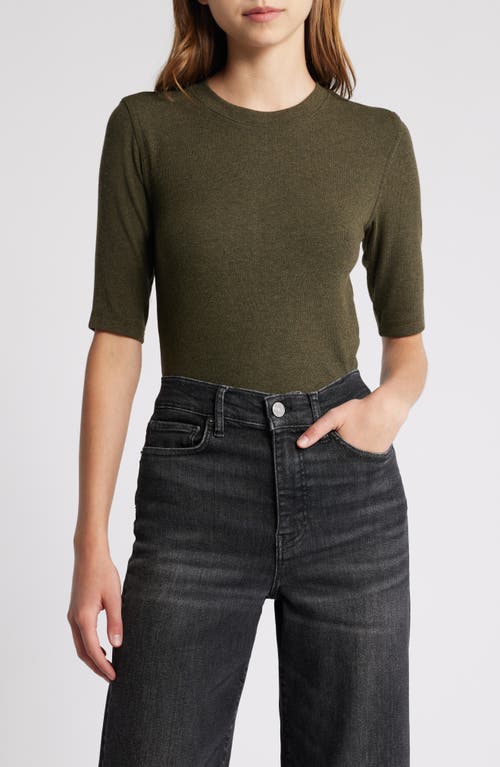 Shop Frame Rib Crewneck T-shirt In Rich Military Heather