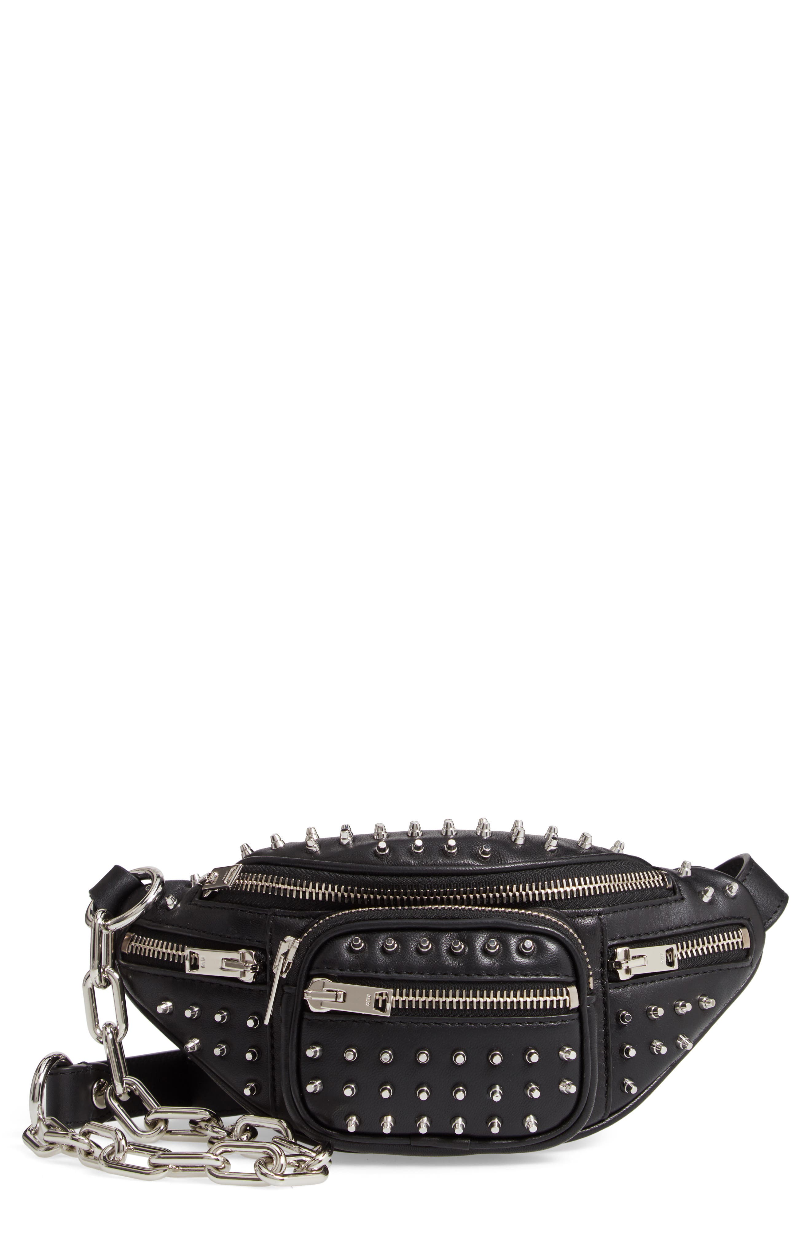 black studded fanny pack