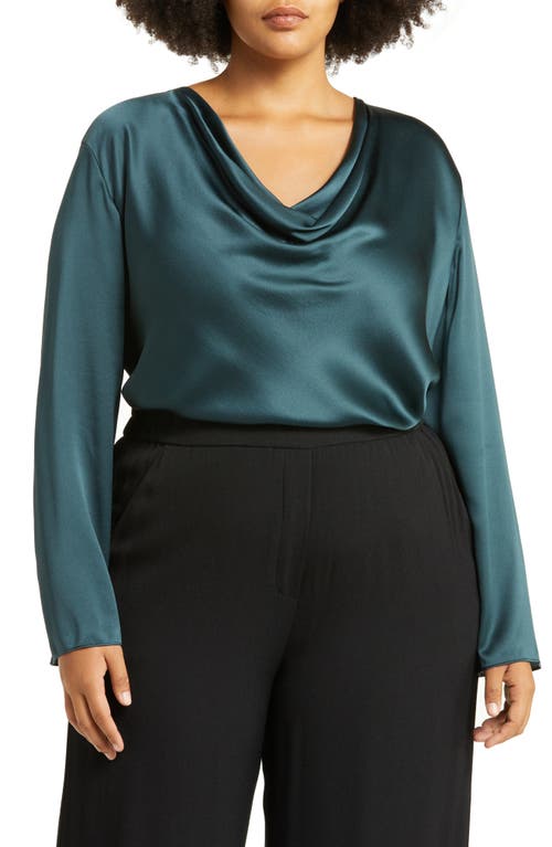 Vince Cowl Neck Silk Blouse in Azure Onyx