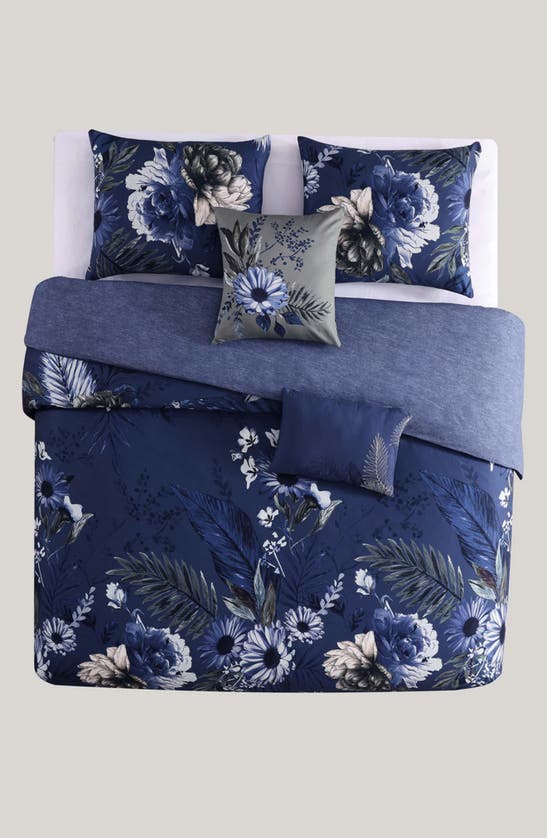 Bebejan Delphine 5-piece Reversible Comforter Set In Blue