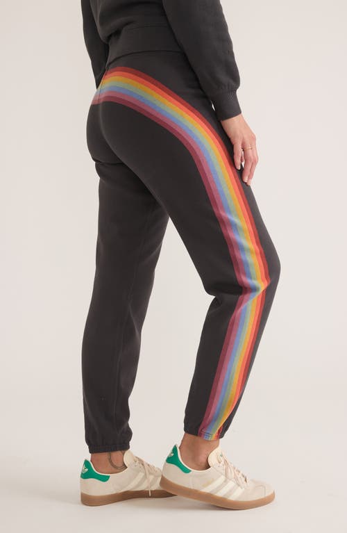 Shop Marine Layer Anytime Stripe Fleece Sweatpants In Washed Black Stripe