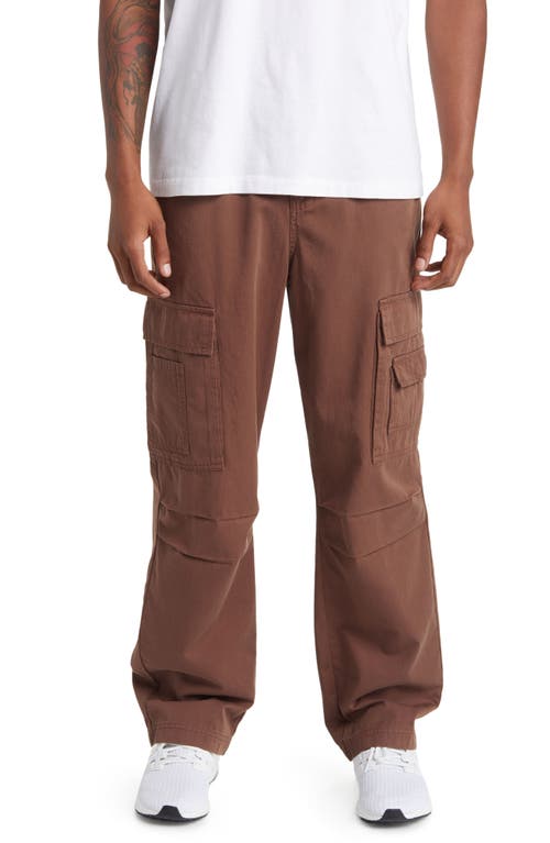 Relaxed Fit Cotton Cargo Pants in Brown