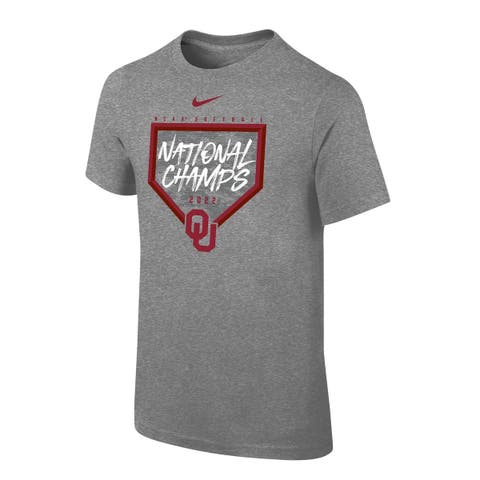 Youth Nike Heathered Gray Oklahoma Sooners 2022 NCAA Softball Women's College World Series Champions T-Shirt