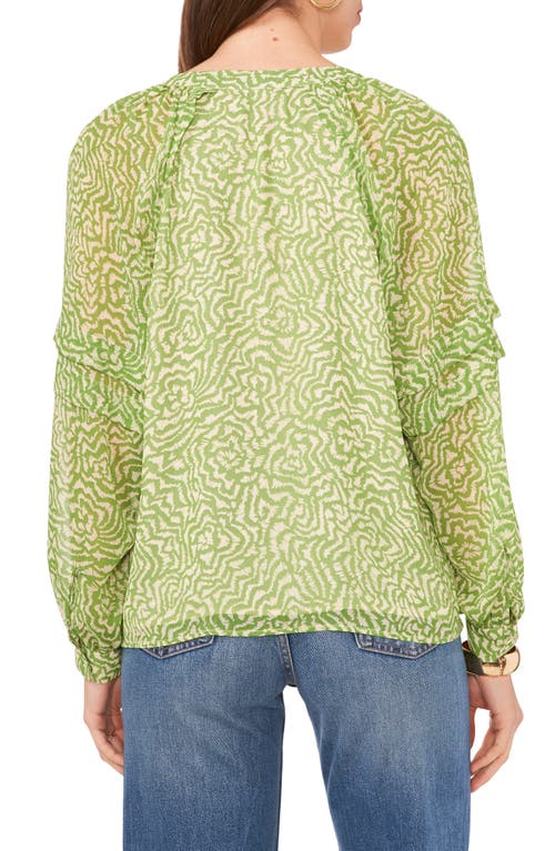 Vince Camuto Abstract Floral Top In Salted Lime