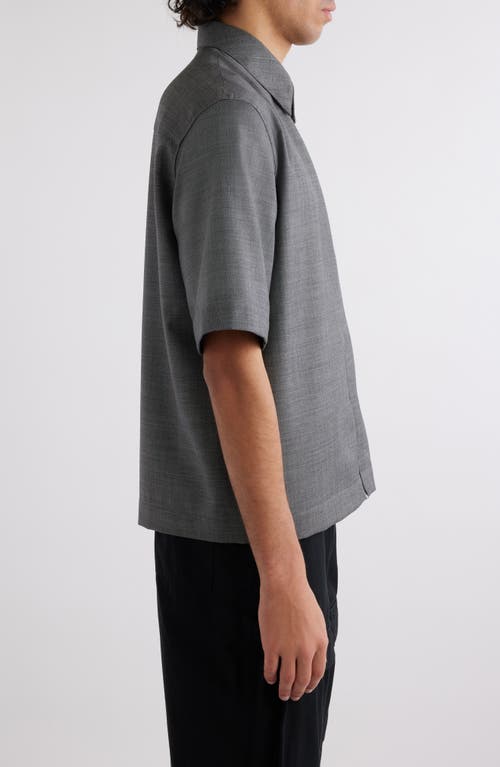 Shop Givenchy Wool Short Sleeve Zip-up Shirt In Black/white