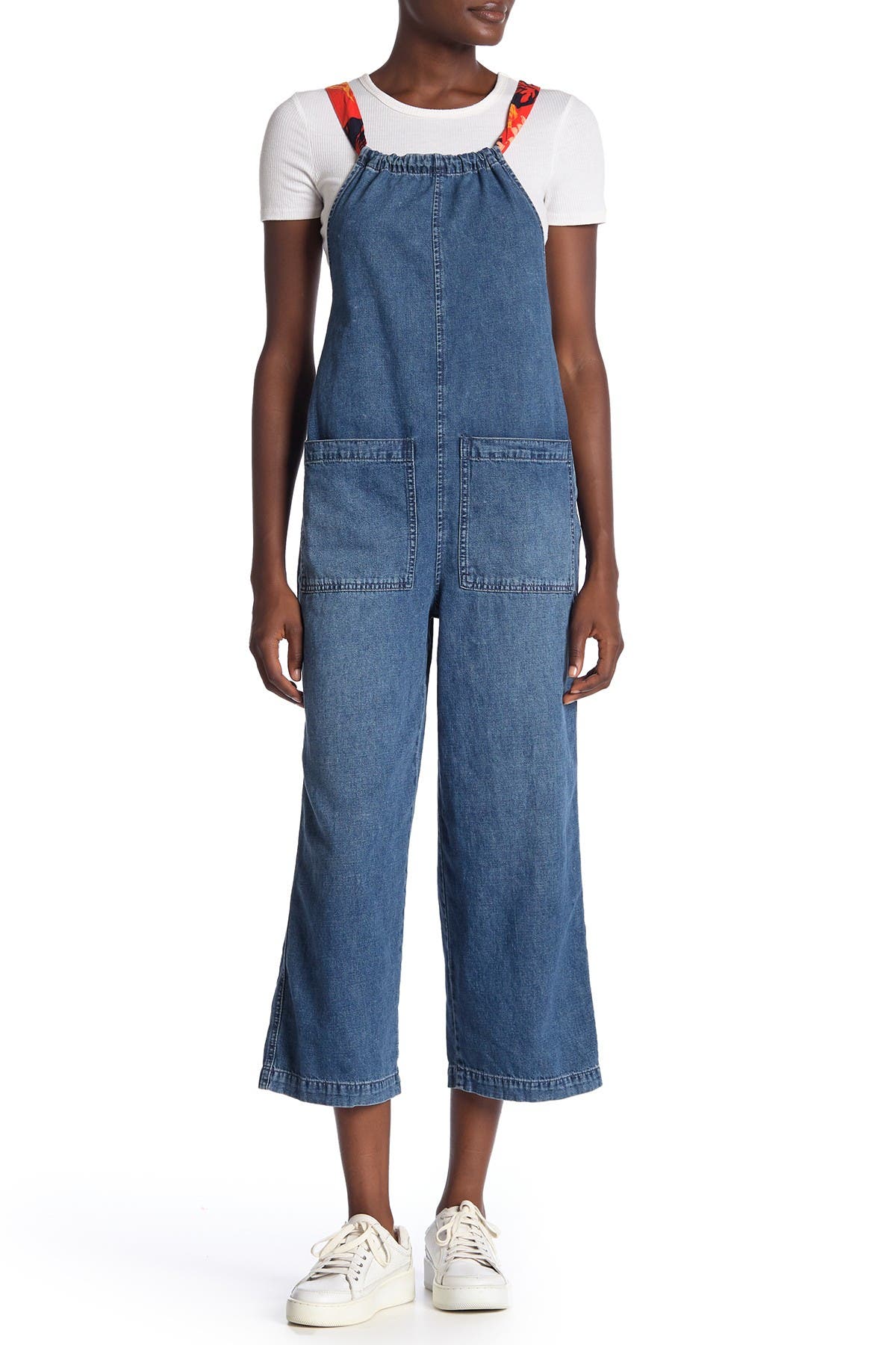 free people jean jumpsuit