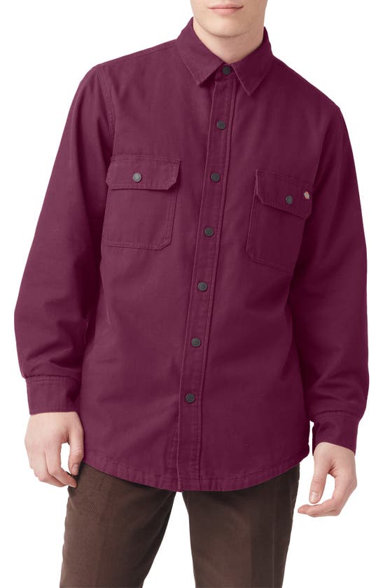 Shop Dickies Duck Flannel Lined Cotton Button-up Shirt In Grape Wine