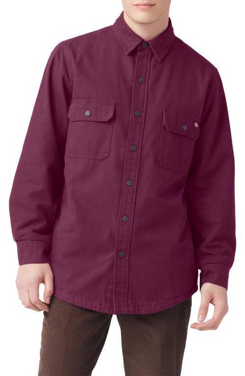 Dickies Duck Flannel Lined Cotton Button-Up Shirt in Grape Wine