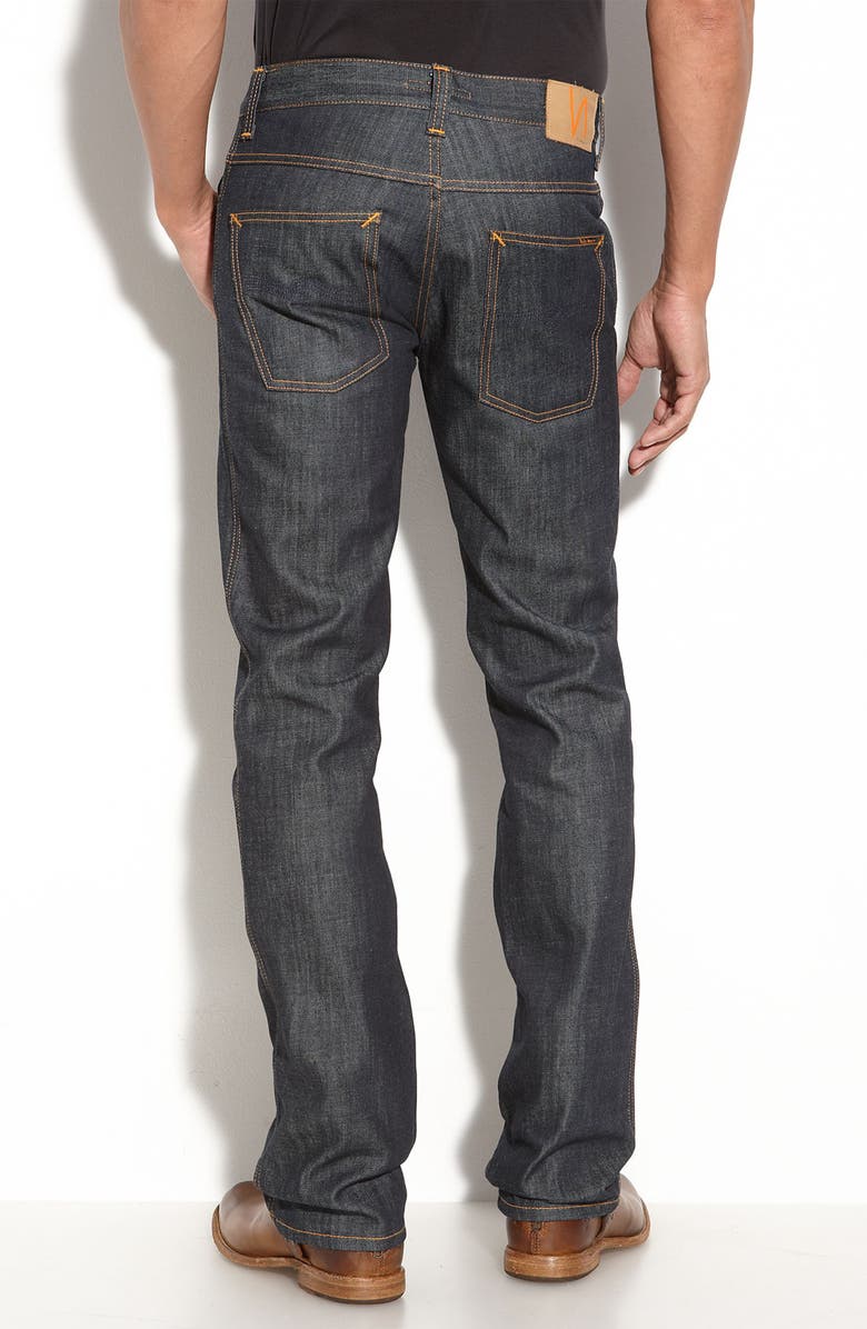 Nudie 'Slim Jim' Slim Straight Leg Raw Jeans (Dry Navy Organic Wash ...