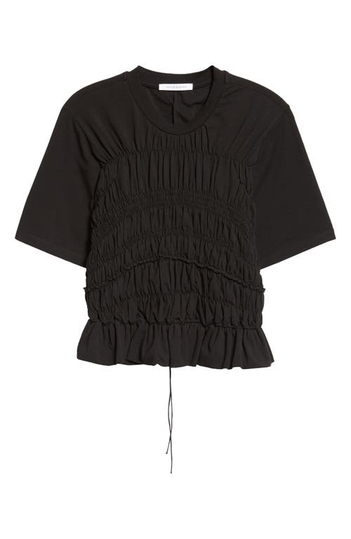 Shop Cecilie Bahnsen Oasis Smocked Cutout Stretch Cotton Peplum Top In Black