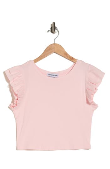 Cotton Emporium Ruffle Sleeve Top In Pink