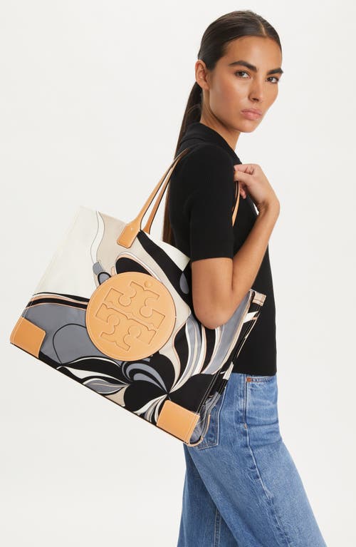 Shop Tory Burch Ella Print Tote In Neutral Tulip Swirl