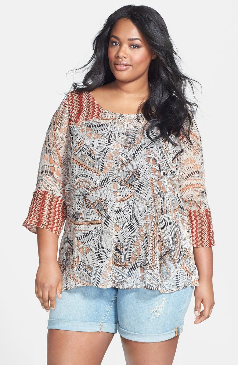 Lucky Brand Mixed Print Top (Plus Size) | Nordstrom