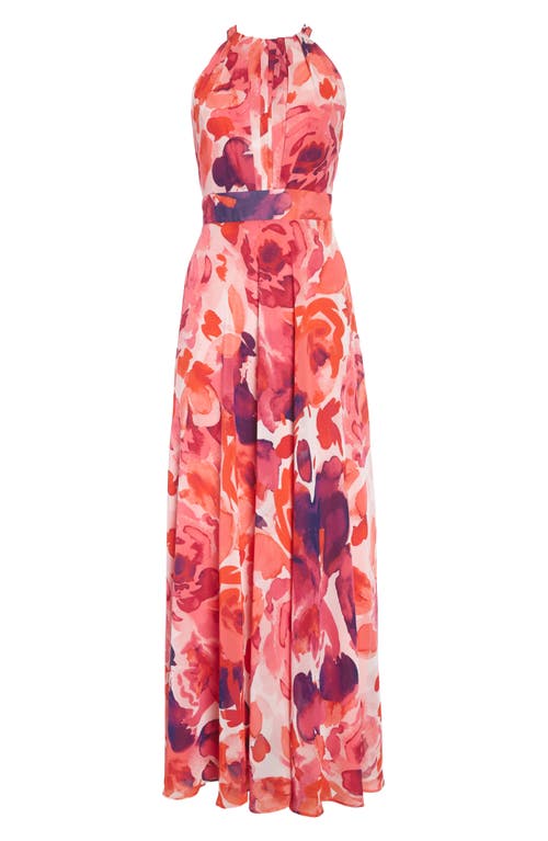 Eliza J Floral Print Halter Maxi Dress In Pink