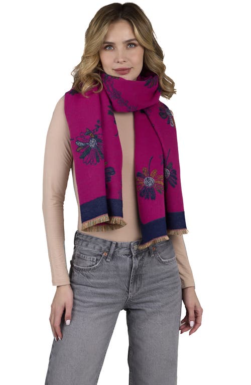 Saachi Floral Reversible Scarf In Blue