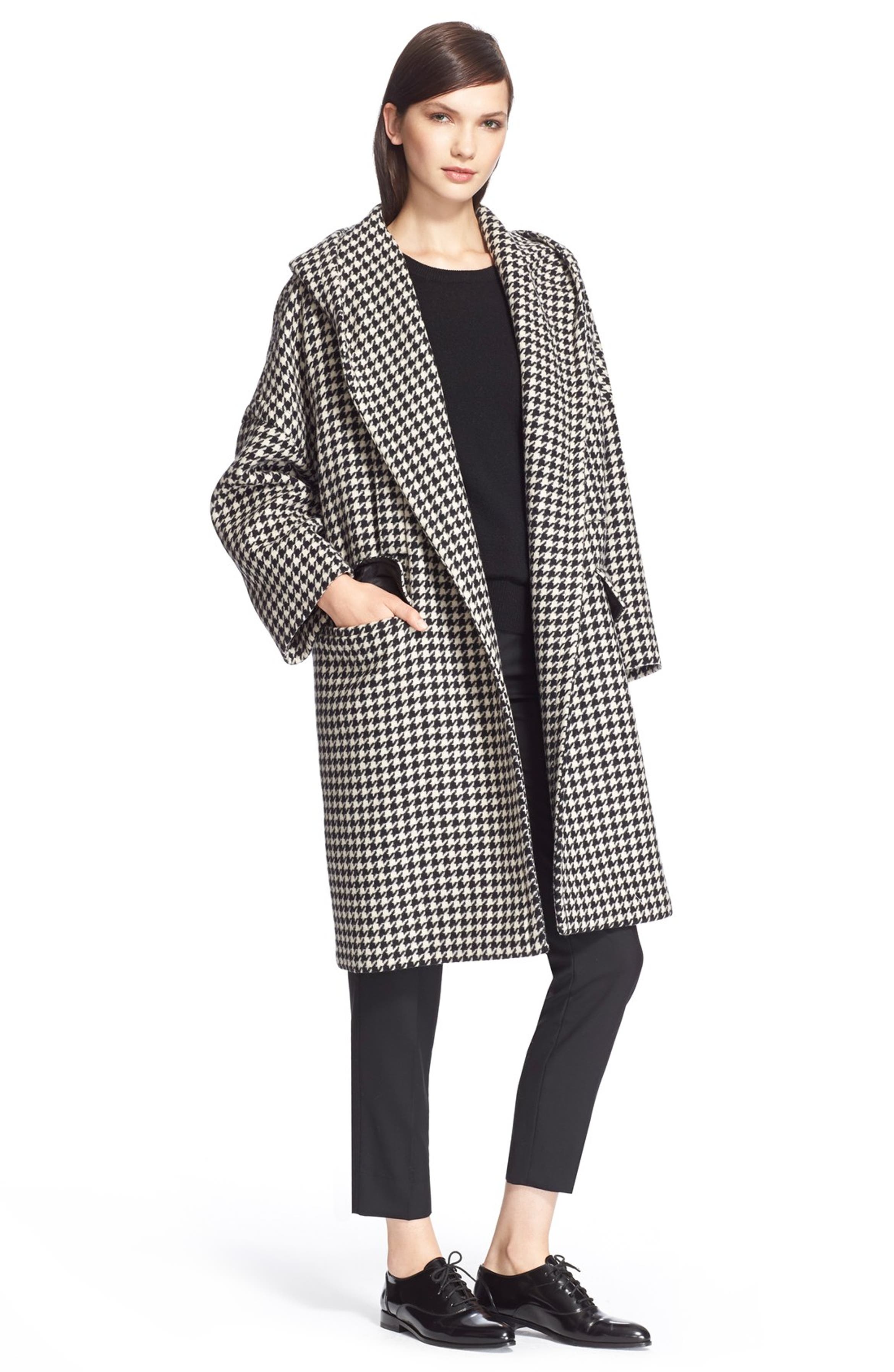 Max Mara 'Palchi' Houndstooth Print Wool & Cashmere Hooded Coat | Nordstrom
