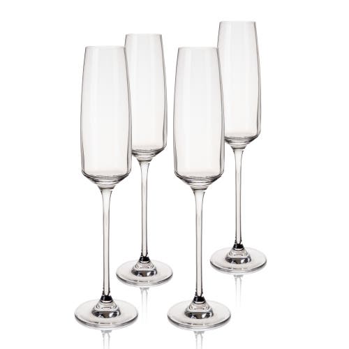 Viski Reserve Julien Crystal Champagne Flutes Set Of 4 In Clear