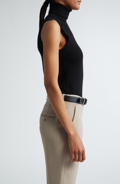 Michael Kors Sleeveless Cashmere Knit Turtleneck Top In Black