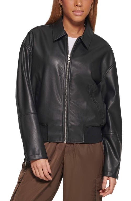 levi's Faux Leather Bomber Jacket in Black