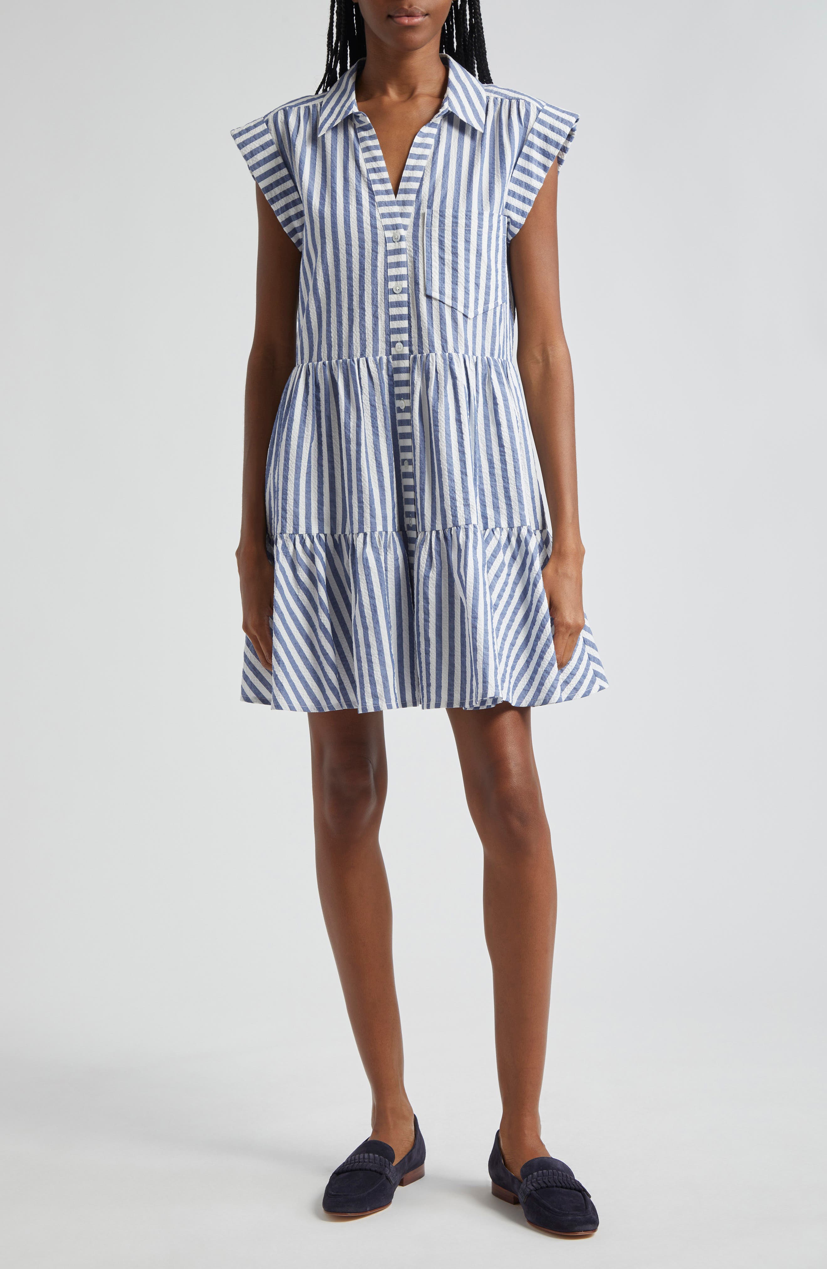 Veronica Beard Trisha Stripe Cotton Shirtdress | Nordstrom