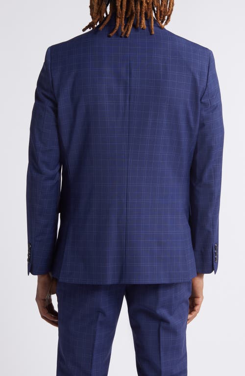 Shop Open Edit Plaid Slim Fit Stretch Wool Blend Sport Coat In Navy Twin Pane