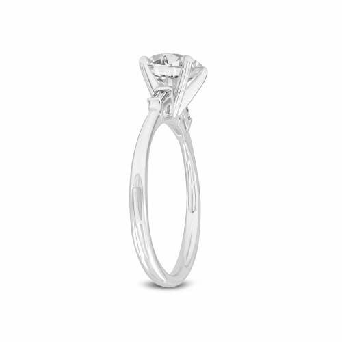 Asany Love Grown Collection 14k White Gold Round Cut Lab Grown Diamond 3 Stone Engagement Ring In 14k White Gold