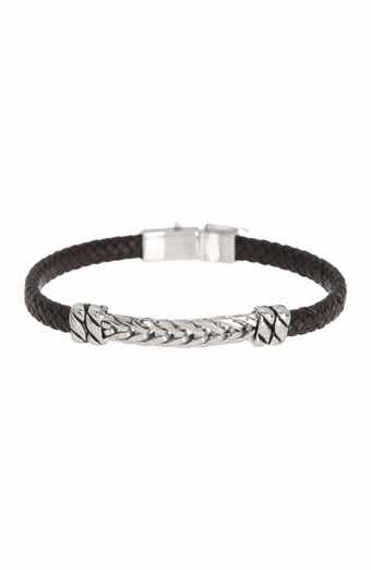 Effy Men's Sterling Silver Woven Leather Bracelet